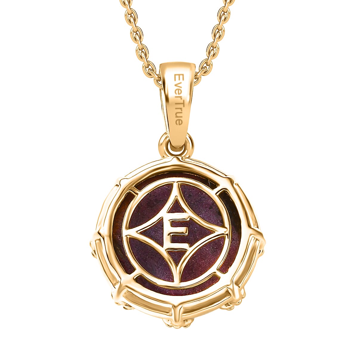 EverTrue Natural Ruby Zoisite Pendant with Chain (Size 20) in Yellow Gold Plated 16.97 Ct.