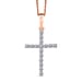 LUXURIANT Lab Grown Diamond Cross Pendant with Torn Chain 19DC (Size 20) in 18K Vermeil Rose Gold Plated Sterling Silver (SI-GH)