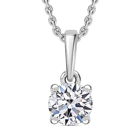 Luxuriant Lab Grown Diamond (SI-GH) Pendant with Chain (Size 20) in Rhodium Overlay Sterling Silver 0.52 Ct.