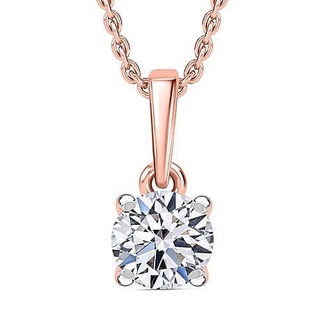 Luxuriant Lab Grown Diamond (SI-GH) Pendant with Chain (Size 20) in 18K Vermeil Rose Gold Plated Sterling Silver 0.52 Ct.