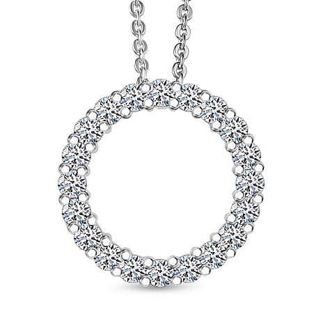 Luxuriant Lab Grown Diamond (SI-GH) Pendant with Chain (Size 20) in Rhodium Overlay Sterling Silver 0.25 Ct.