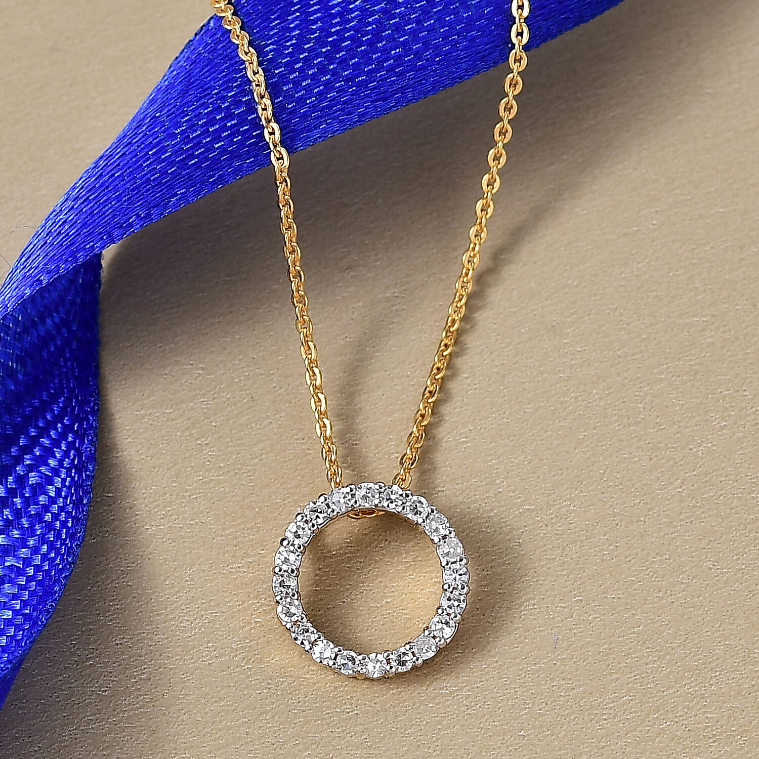 Luxuriant Lab Grown Diamond (SI-GH) Pendant with Chain (Size 20) in 18K Vermeil Yellow Gold Plated Sterling Silver 0.25 Ct.