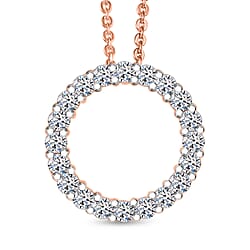 LUXURIANT 0.25 Ct. Lab Grown Diamond Circle of Life Pendant with Chain (Size 20) in 18K Vermeil Rose Gold Plated Sterling Silver (SI-GH)