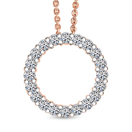 LUXURIANT 0.25 Ct. Lab Grown Diamond Circle of Life Pendant with Chain (Size 20) in 18K Vermeil Rose Gold Plated Sterling Silver (SI-GH)