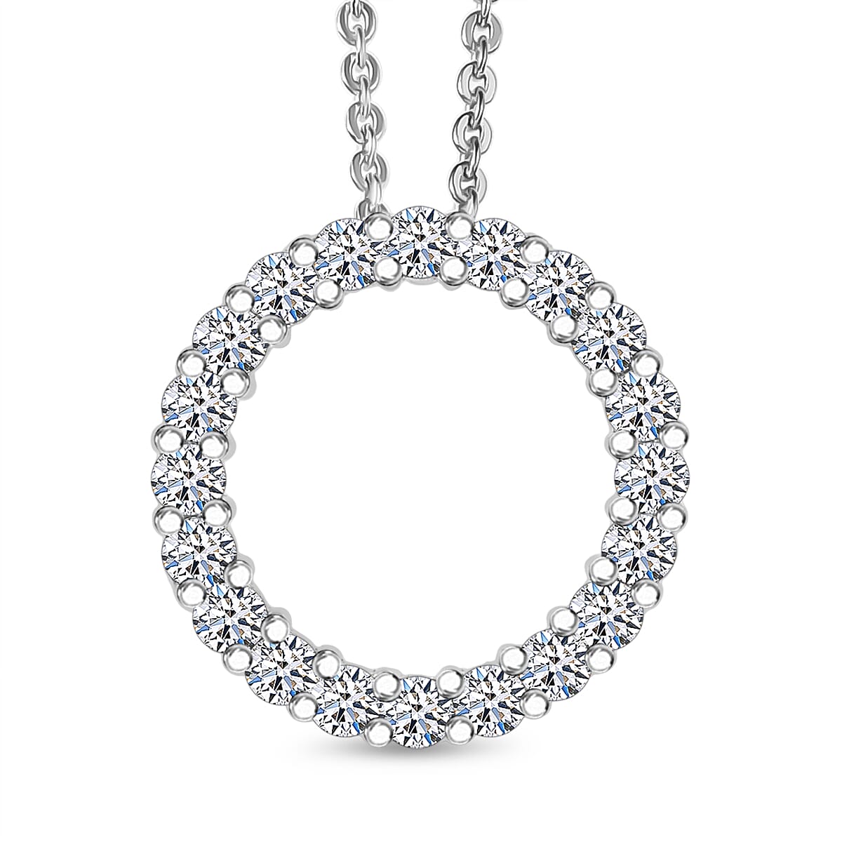 Luxuriant Lab Grown Diamond (SI-GH) Pendant with Chain (Size 20) in Rhodium Overlay Sterling Silver 0.50 Ct.