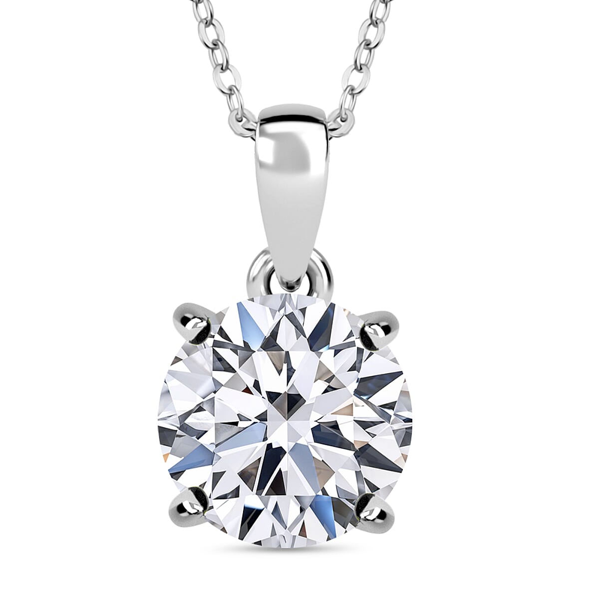 Luxuriant Lab Grown Diamond (SI-GH) Pendant with Chain (Size 20) in Rhodium Overlay Sterling Silver 1.53 Ct.