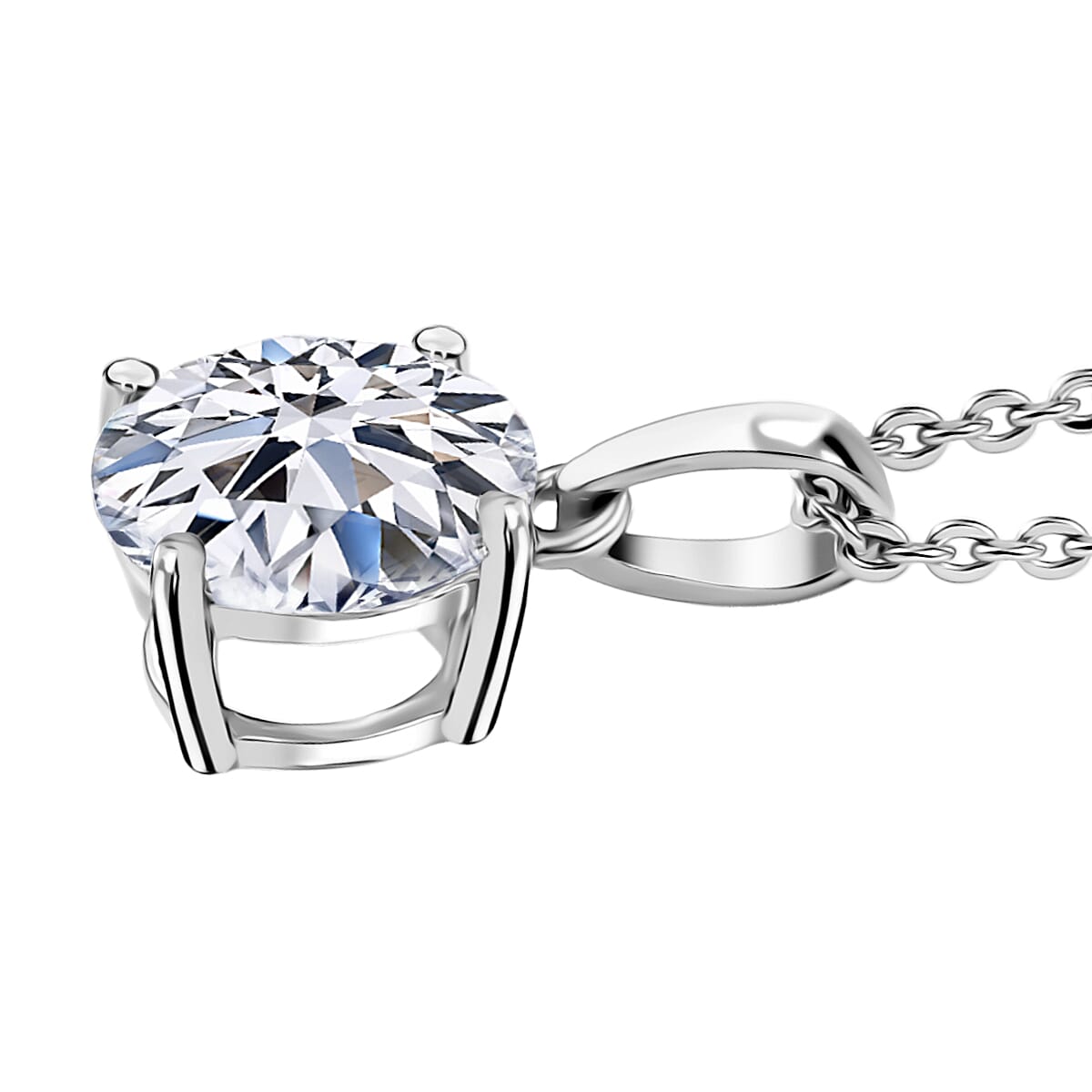 Luxuriant Lab Grown Diamond (SI-GH) Pendant with Chain (Size 20) in Rhodium Overlay Sterling Silver 1.53 Ct.