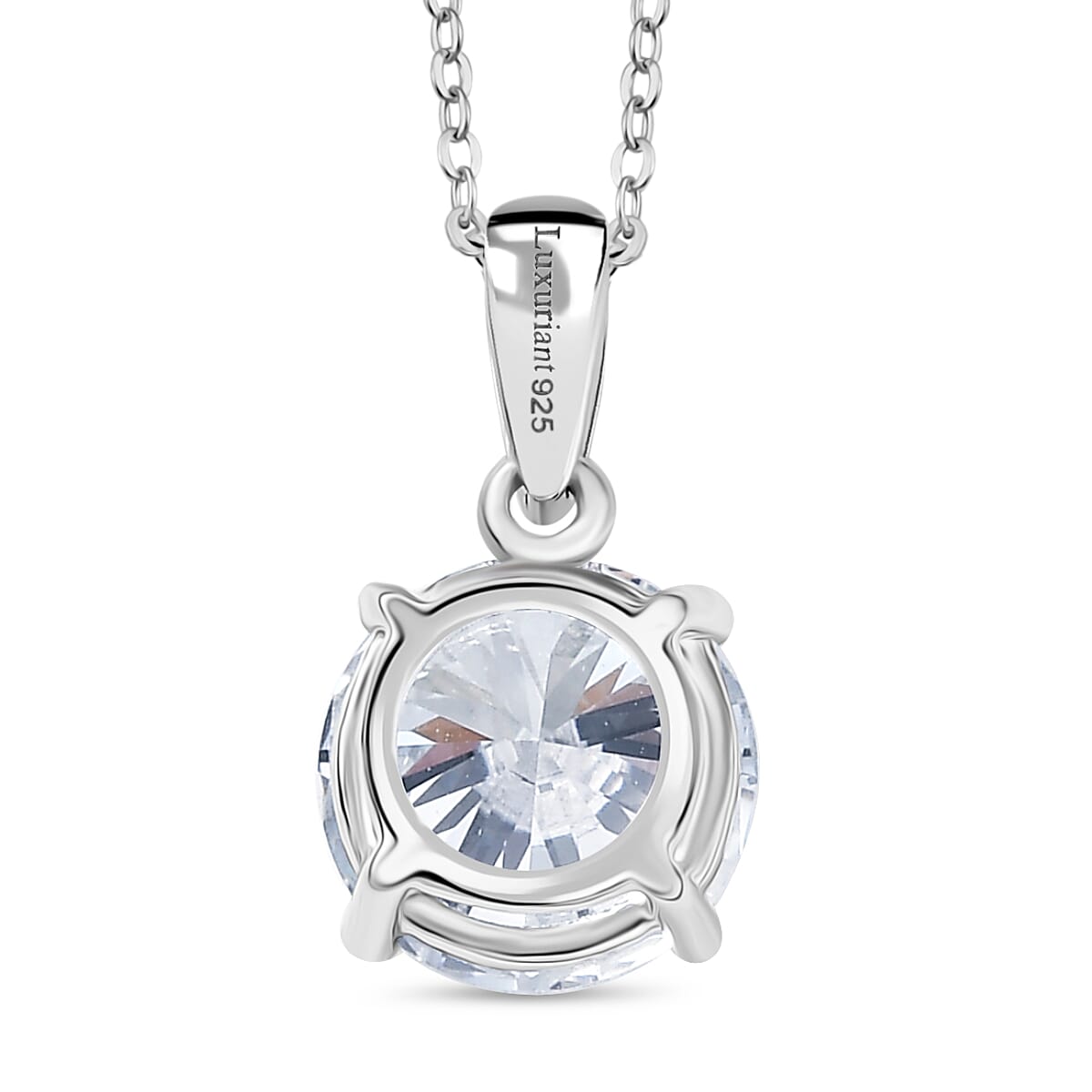 Luxuriant Lab Grown Diamond (SI-GH) Pendant with Chain (Size 20) in Rhodium Overlay Sterling Silver 1.53 Ct.