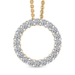 LUXURIANT 0.50 Ct. Lab Grown Diamond Circle of Life Pendant with Chain (Size 20) in 18K Vermeil Yellow Gold Plated Sterling Silver (SI-GH)
