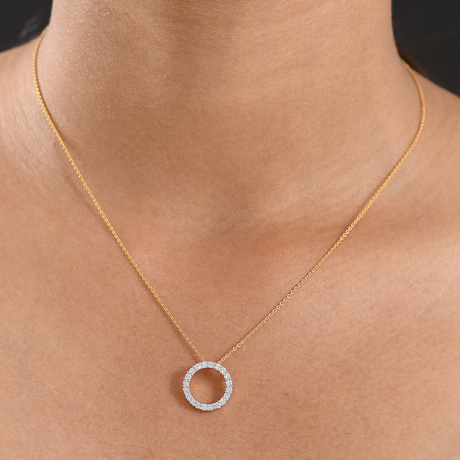 Luxuriant Lab Grown Diamond (SI-GH) Pendant with Chain (Size 20) in 18K Vermeil Yellow Gold Plated Sterling Silver 0.50 Ct.