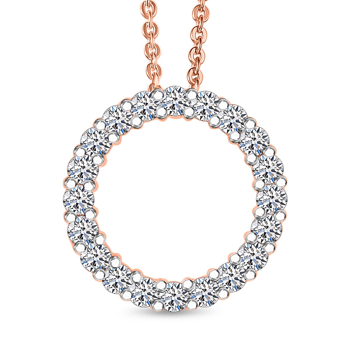 Luxuriant Lab Grown Diamond (SI-GH) Pendant with Chain (Size 20) in 18K Vermeil Rose Gold Plated Sterling Silver 0.50 Ct.