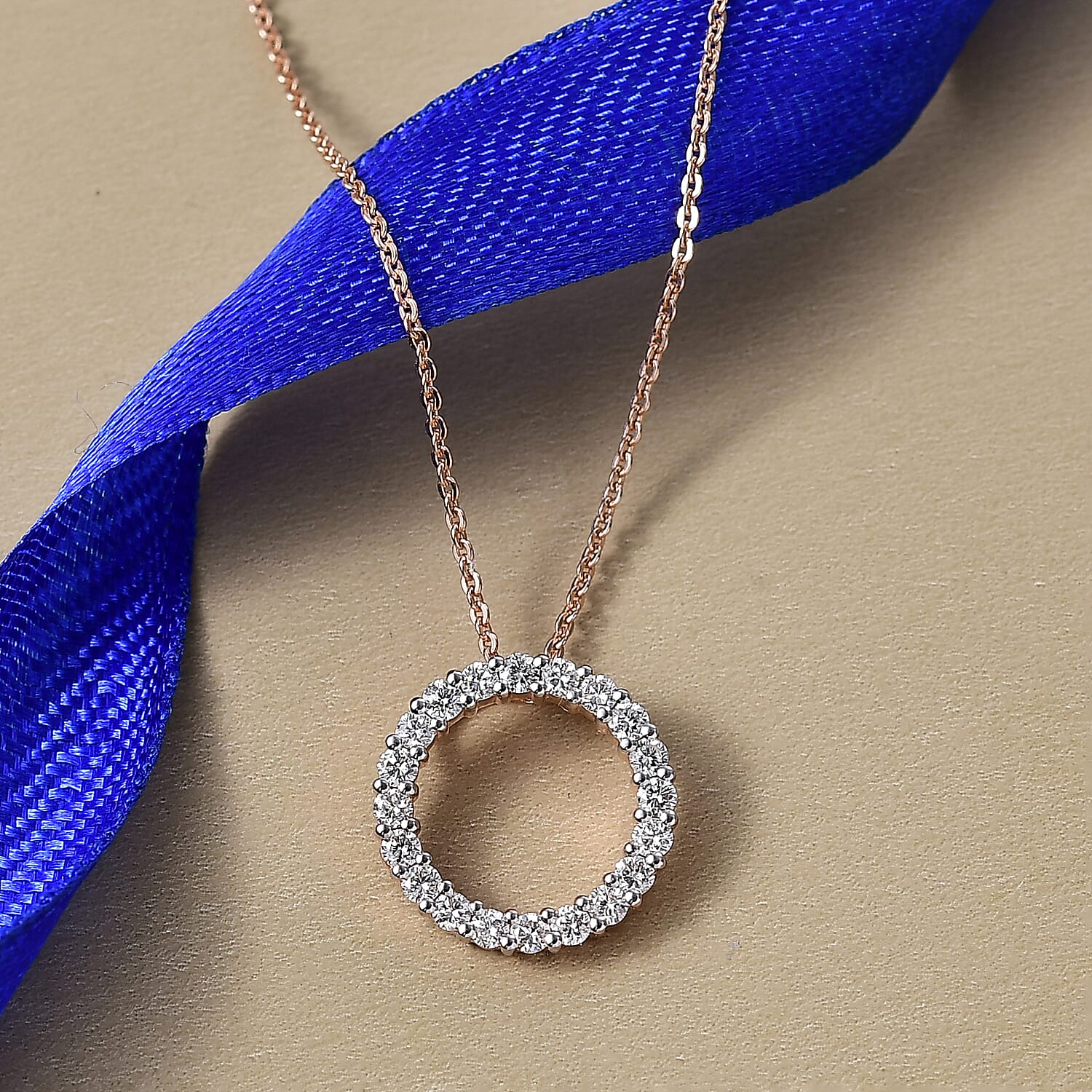 Luxuriant Lab Grown Diamond (SI-GH) Pendant with Chain (Size 20) in 18K Vermeil Rose Gold Plated Sterling Silver 0.50 Ct.