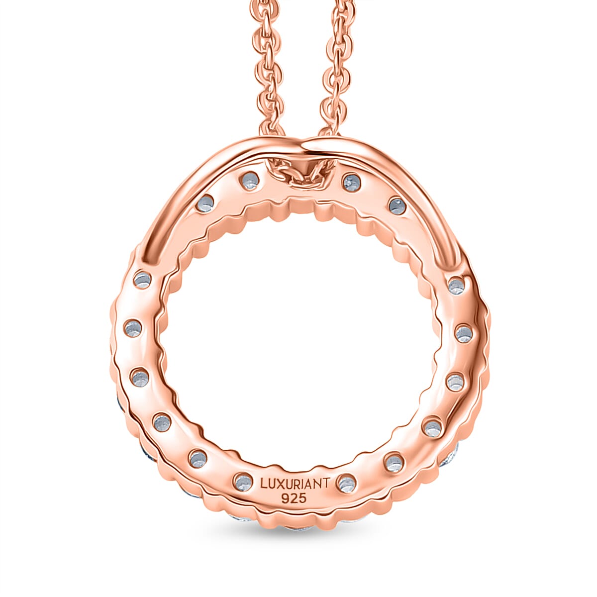Luxuriant Lab Grown Diamond (SI-GH) Pendant with Chain (Size 20) in 18K Vermeil Rose Gold Plated Sterling Silver 0.50 Ct.