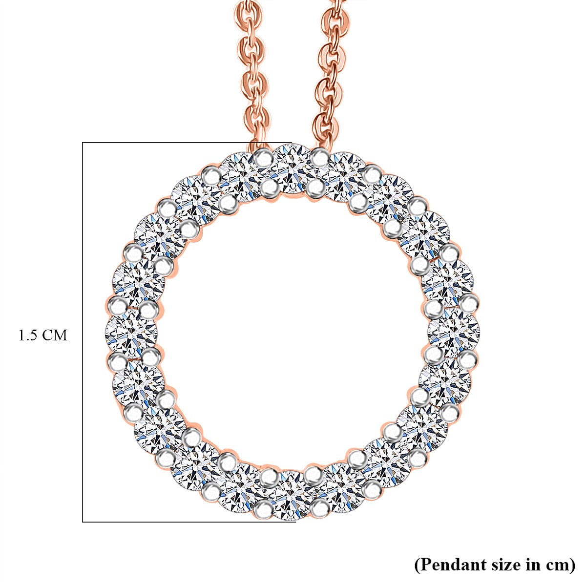 Luxuriant Lab Grown Diamond (SI-GH) Pendant with Chain (Size 20) in 18K Vermeil Rose Gold Plated Sterling Silver 0.50 Ct.