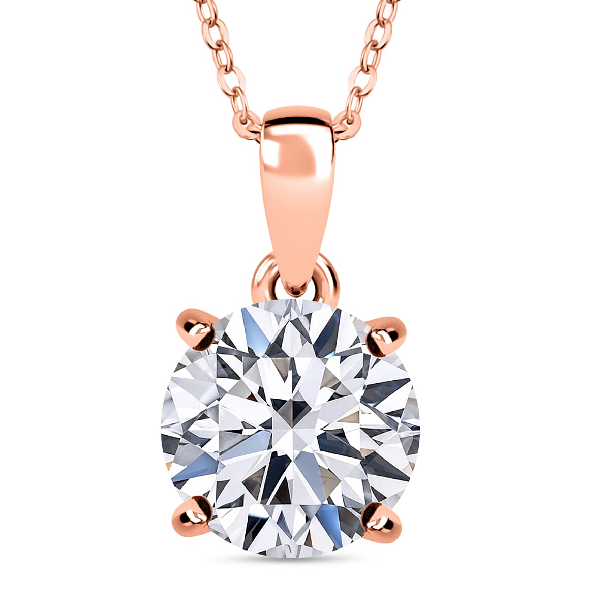 Luxuriant Lab Grown Diamond (SI-GH) Pendant with Chain (Size 20) in 18K Vermeil Rose Gold Plated Sterling Silver 1.53 Ct.