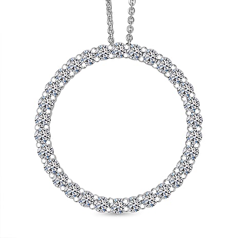 Luxuriant Lab Grown Diamond (SI-GH) Pendant with Chain (Size 20) in Rhodium Overlay Sterling Silver 1.00 Ct.