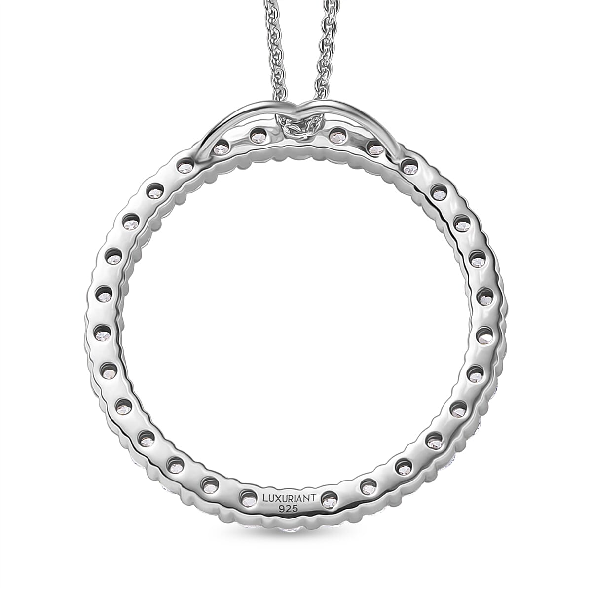 Luxuriant Lab Grown Diamond (SI-GH) Pendant with Chain (Size 20) in Rhodium Overlay Sterling Silver 1.00 Ct.