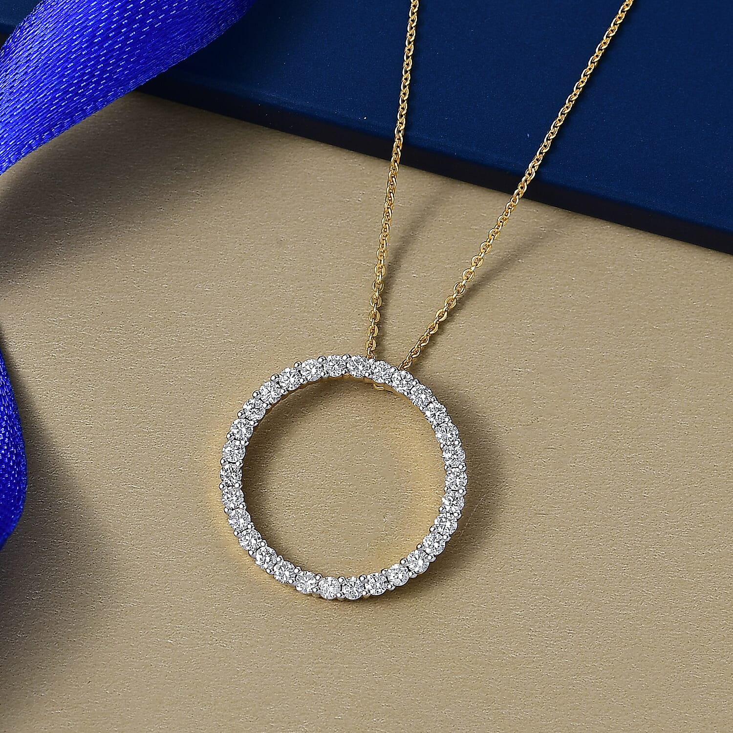 Luxuriant Lab Grown Diamond (SI-GH) Pendant with Chain (Size 20) in 18K Vermeil Yellow Gold Plated Sterling Silver 1.00 Ct.