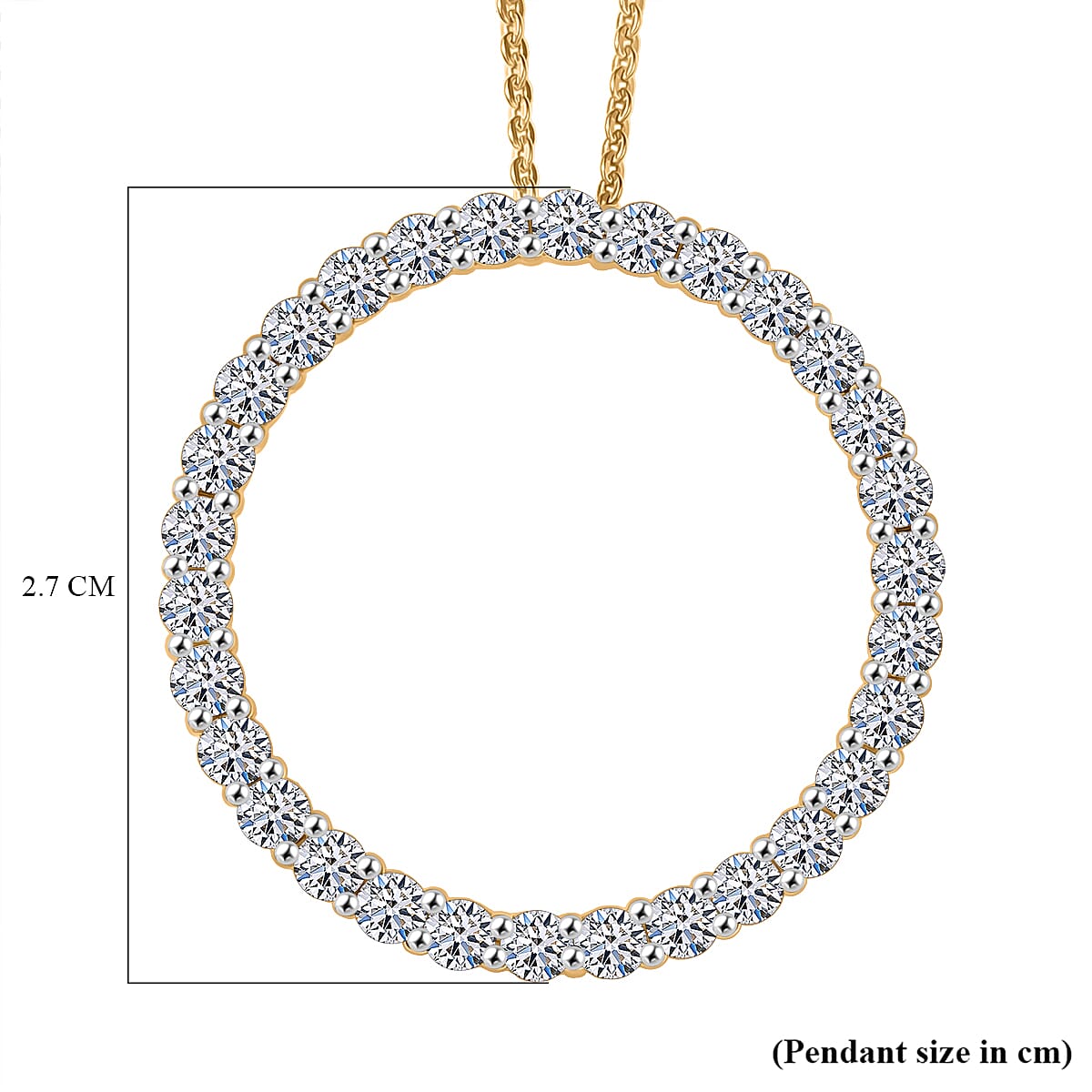 Luxuriant Lab Grown Diamond (SI-GH) Pendant with Chain (Size 20) in 18K Vermeil Yellow Gold Plated Sterling Silver 1.00 Ct.