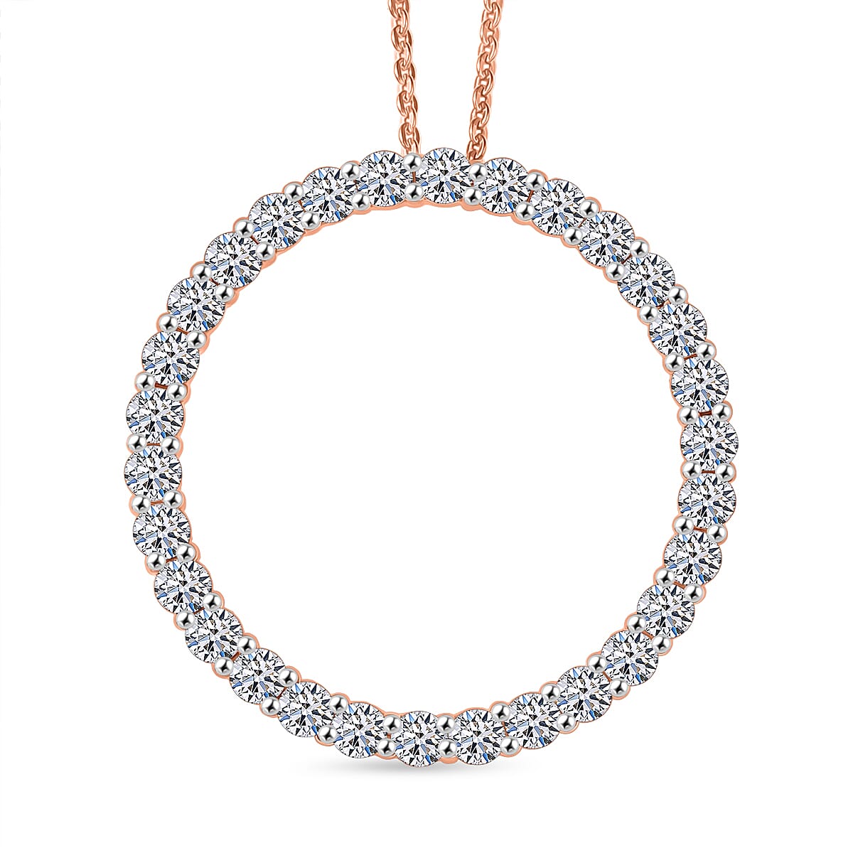 Luxuriant Lab Grown Diamond (SI-GH) Pendant with Chain (Size 20) in 18K Vermeil Rose Gold Plated Sterling Silver 1.00 Ct.