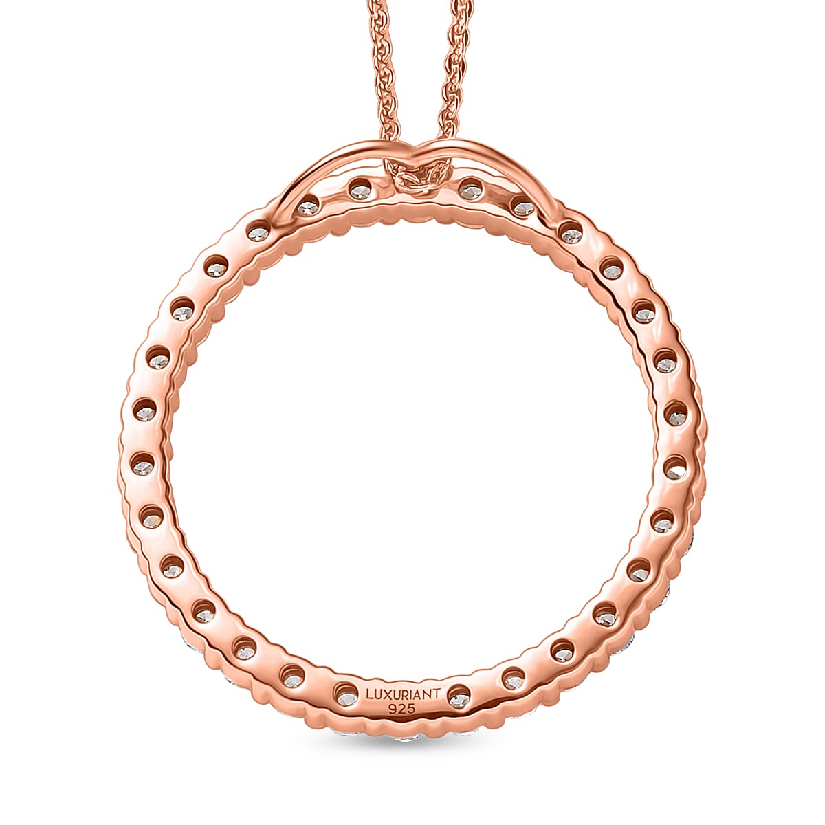 Luxuriant Lab Grown Diamond (SI-GH) Pendant with Chain (Size 20) in 18K Vermeil Rose Gold Plated Sterling Silver 1.00 Ct.