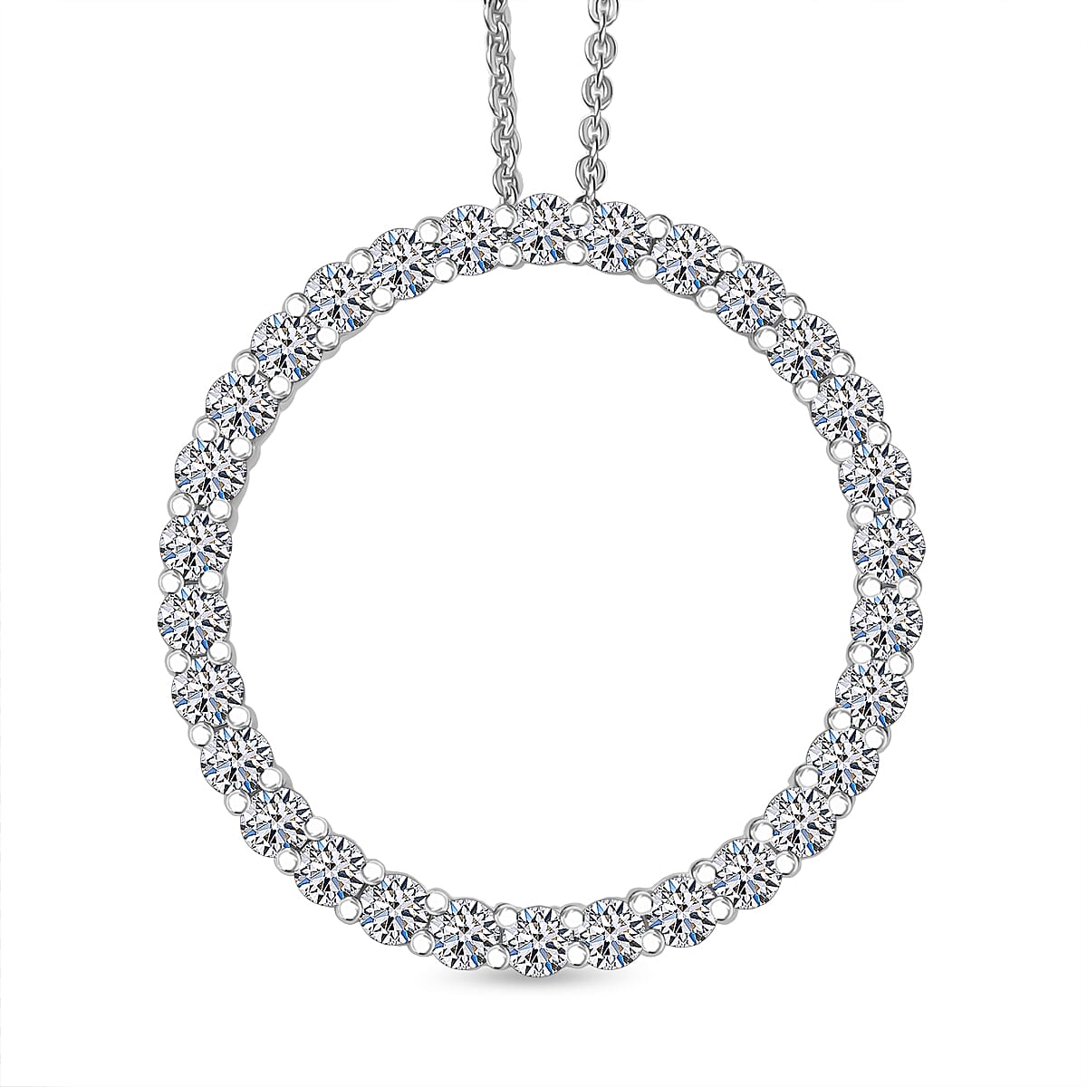 Luxuriant Lab Grown Diamond (SI-GH) Pendant with Chain (Size 20) in Rhodium Overlay Sterling Silver 1.50 Ct.