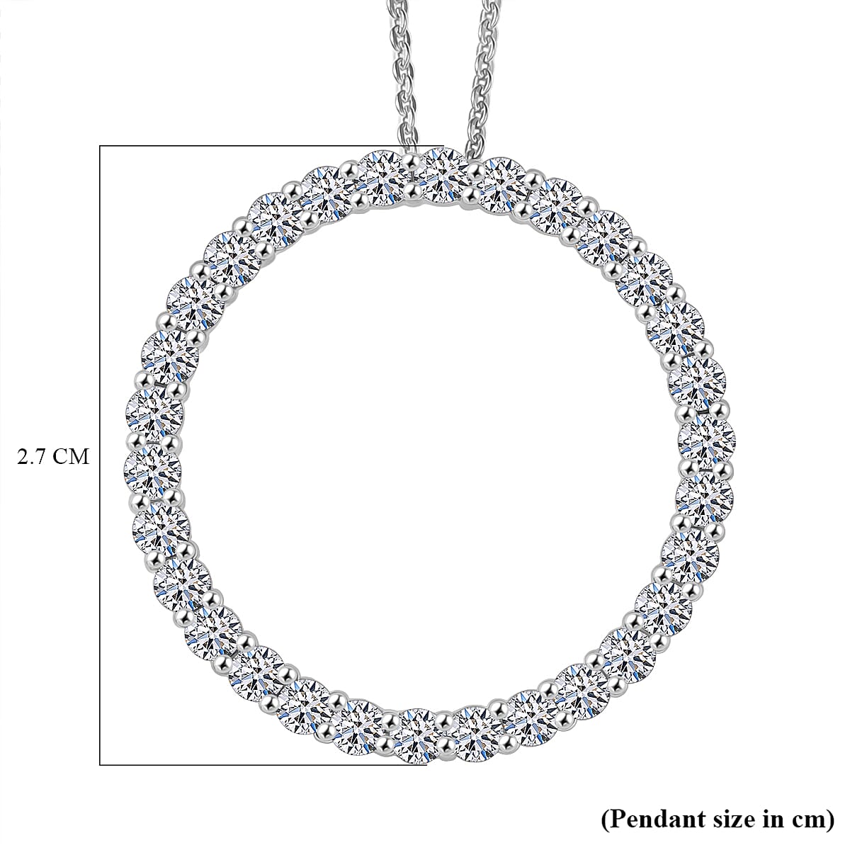 Luxuriant Lab Grown Diamond (SI-GH) Pendant with Chain (Size 20) in Rhodium Overlay Sterling Silver 1.50 Ct.