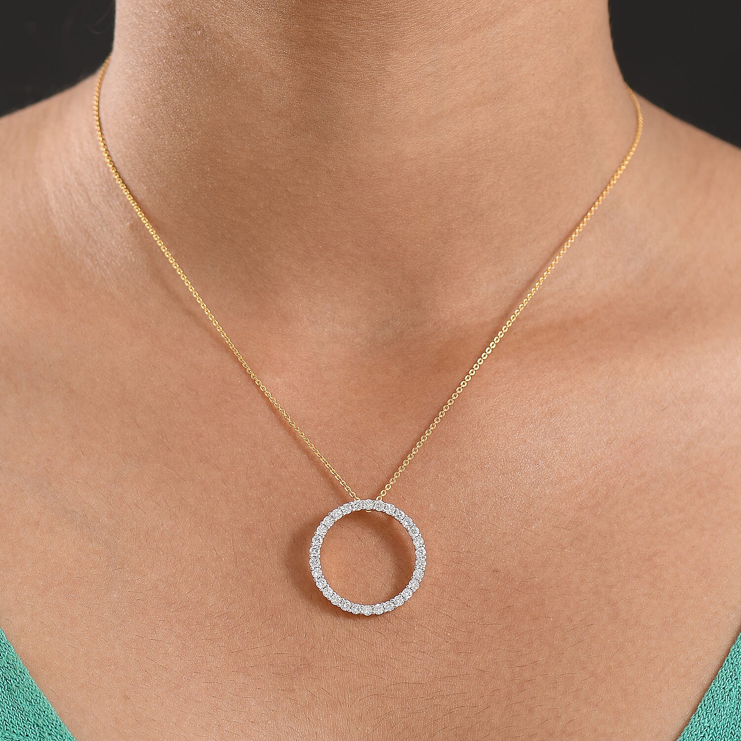 Luxuriant Lab Grown Diamond (SI-GH) Pendant with Chain (Size 20) in 18K Vermeil Yellow Gold Plated Sterling Silver 1.50 Ct.