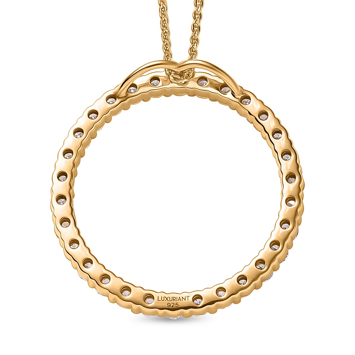 Luxuriant Lab Grown Diamond (SI-GH) Pendant with Chain (Size 20) in 18K Vermeil Yellow Gold Plated Sterling Silver 1.50 Ct.