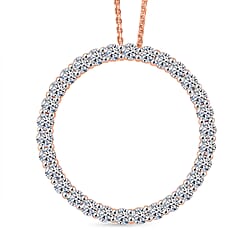 LUXURIANT 1.5 Ct. Lab Grown Diamond Circle Of Life Pendant with Chain (Size 20) in Rhodium Overlay Sterling Silver (SI-GH)