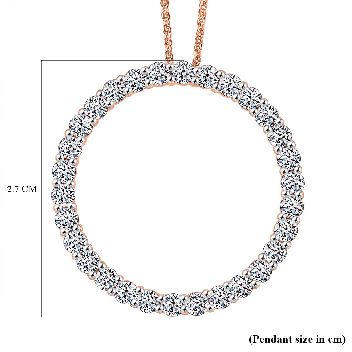 Luxuriant Lab Grown Diamond (SI-GH) Pendant with Chain (Size 20) in 18K Vermeil Rose Gold Plated Sterling Silver 1.50 Ct.