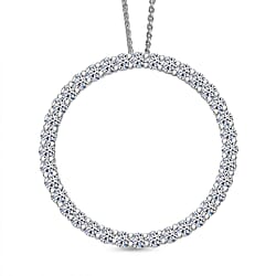 LUXURIANT 2 Ct. Lab Grown Diamond Circle Of Life Pendant with Chain (Size 20) in Rhodium Overlay Sterling Silver (SI-GH)