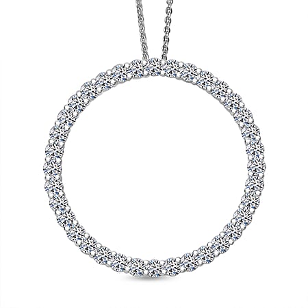 LUXURIANT 2 Ct. Lab Grown Diamond Circle Of Life Pendant with Chain (Size 20) in Rhodium Overlay Sterling Silver (SI-GH)