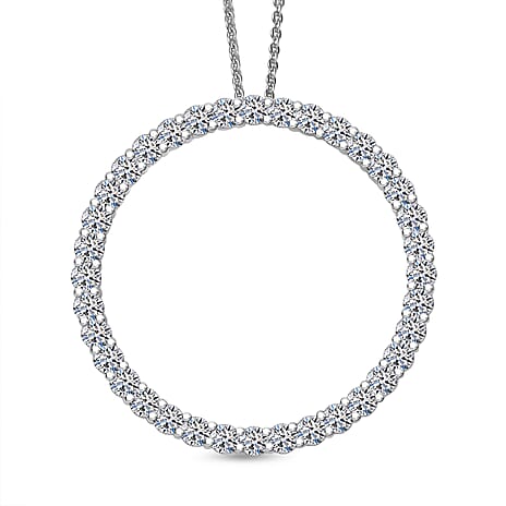 Luxuriant Lab Grown Diamond (SI-GH) Pendant with Chain (Size 20) in Rhodium Overlay Sterling Silver 2.02 Ct.