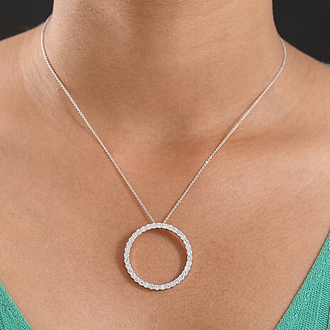 Luxuriant Lab Grown Diamond (SI-GH) Pendant with Chain (Size 20) in Rhodium Overlay Sterling Silver 2.02 Ct.