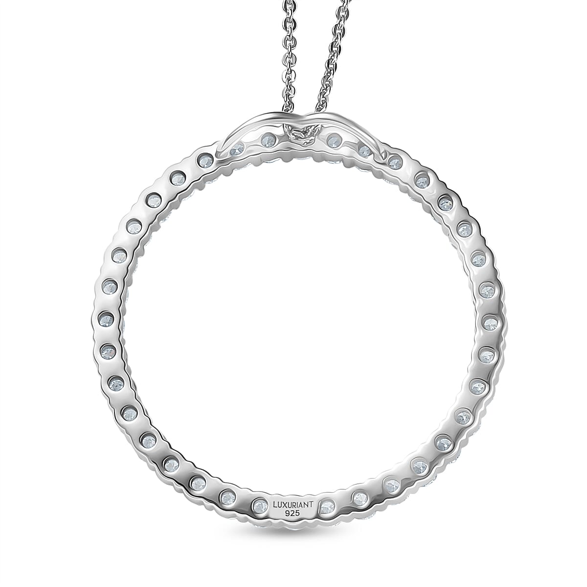 Luxuriant Lab Grown Diamond (SI-GH) Pendant with Chain (Size 20) in Rhodium Overlay Sterling Silver 2.02 Ct.