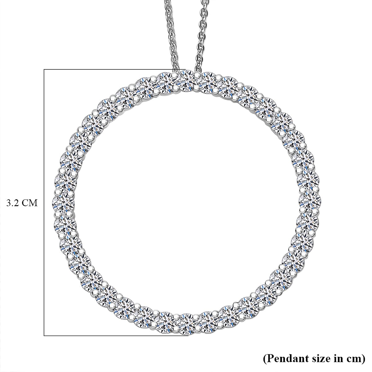 Luxuriant Lab Grown Diamond (SI-GH) Pendant with Chain (Size 20) in Rhodium Overlay Sterling Silver 2.02 Ct.