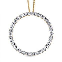 LUXURIANT 2 Ct. Lab Grown Diamond Circle Of Life Pendant with Chain (Size 20) in Rhodium Overlay Sterling Silver (SI-GH)