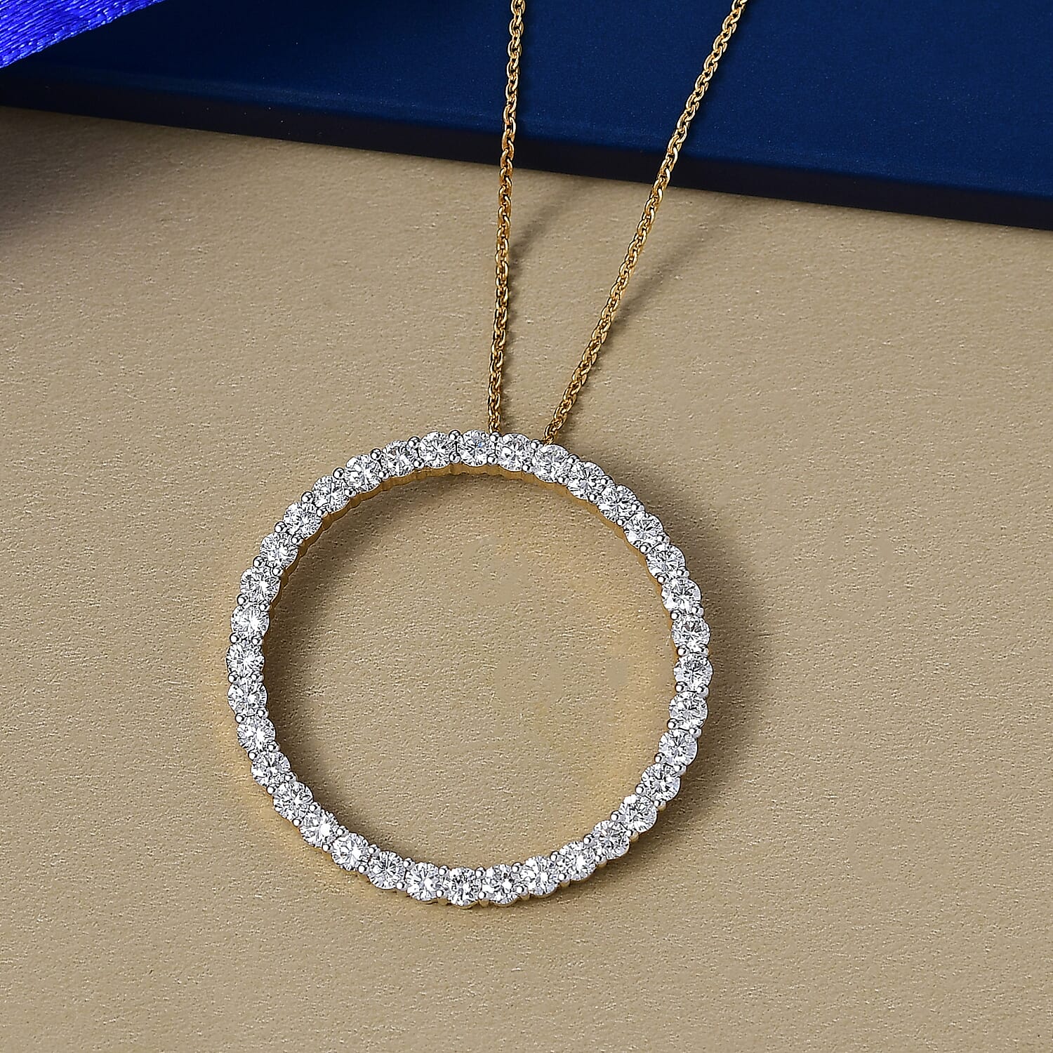 Luxuriant Lab Grown Diamond (SI-GH) Pendant with Chain (Size 20) in 18K Vermeil Yellow Gold Plated Sterling Silver 2.02 Ct.