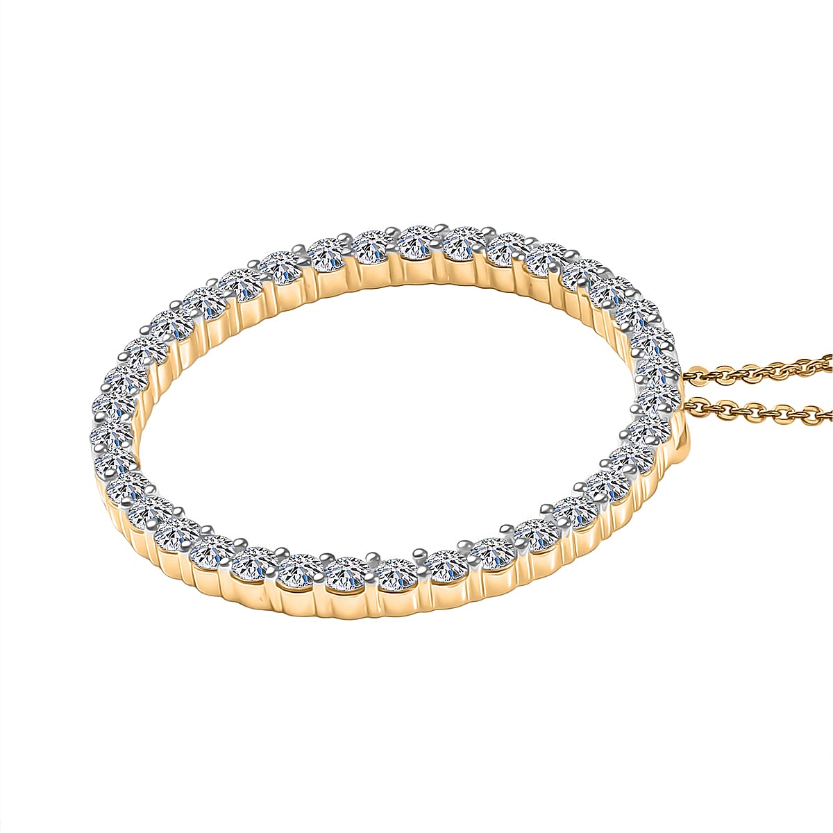 Luxuriant Lab Grown Diamond (SI-GH) Pendant with Chain (Size 20) in 18K Vermeil Yellow Gold Plated Sterling Silver 2.02 Ct.