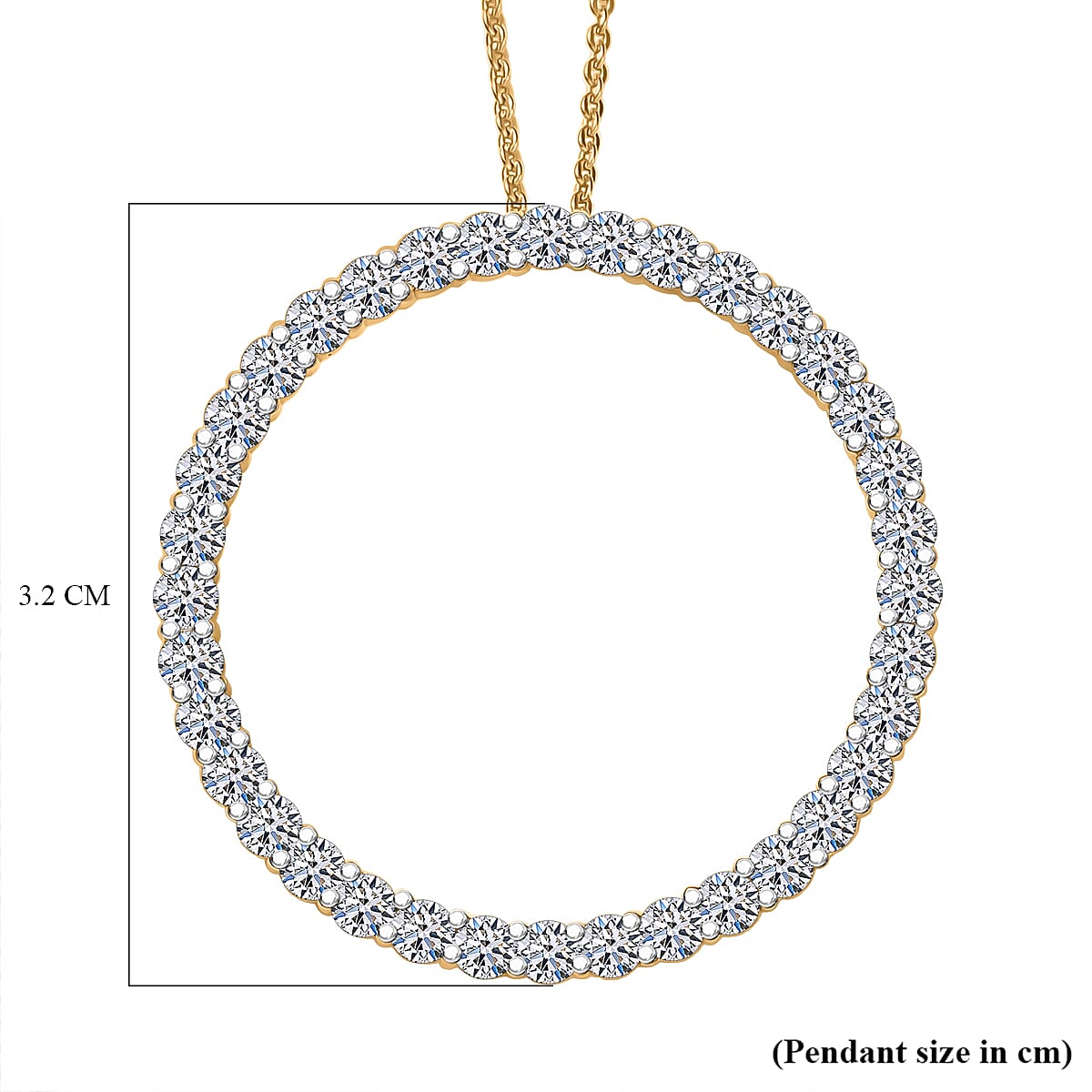 Luxuriant Lab Grown Diamond (SI-GH) Pendant with Chain (Size 20) in 18K Vermeil Yellow Gold Plated Sterling Silver 2.02 Ct.