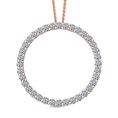 LUXURIANT 2 Ct. Lab Grown Diamond Circle Of Life Pendant with Chain (Size 20) in 18K Vermeil Rose Gold Over Sterling Silver