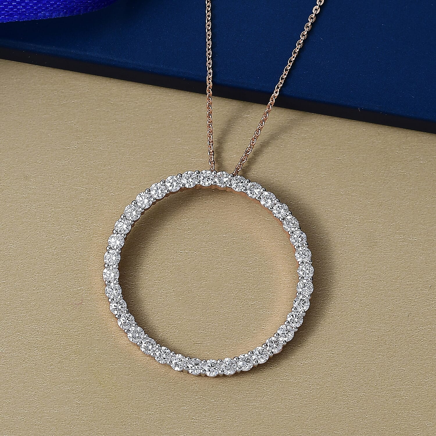 Luxuriant Lab Grown Diamond (SI-GH) Pendant with Chain (Size 20) in 18K Vermeil Rose Gold Plated Sterling Silver 2.02 Ct.