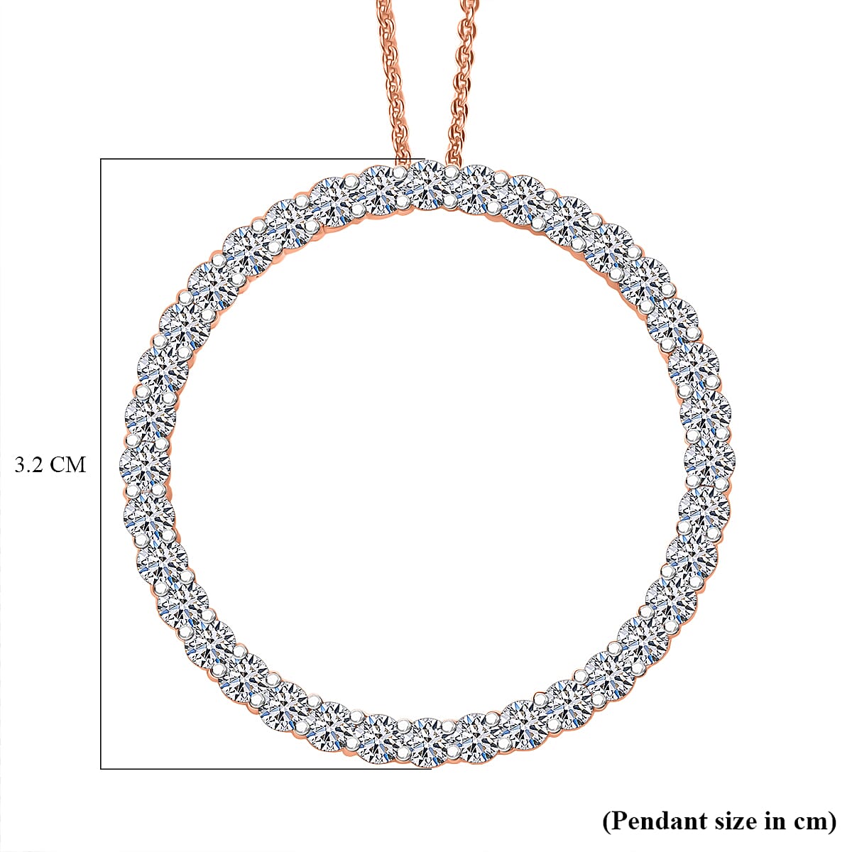 Luxuriant Lab Grown Diamond (SI-GH) Pendant with Chain (Size 20) in 18K Vermeil Rose Gold Plated Sterling Silver 2.02 Ct.