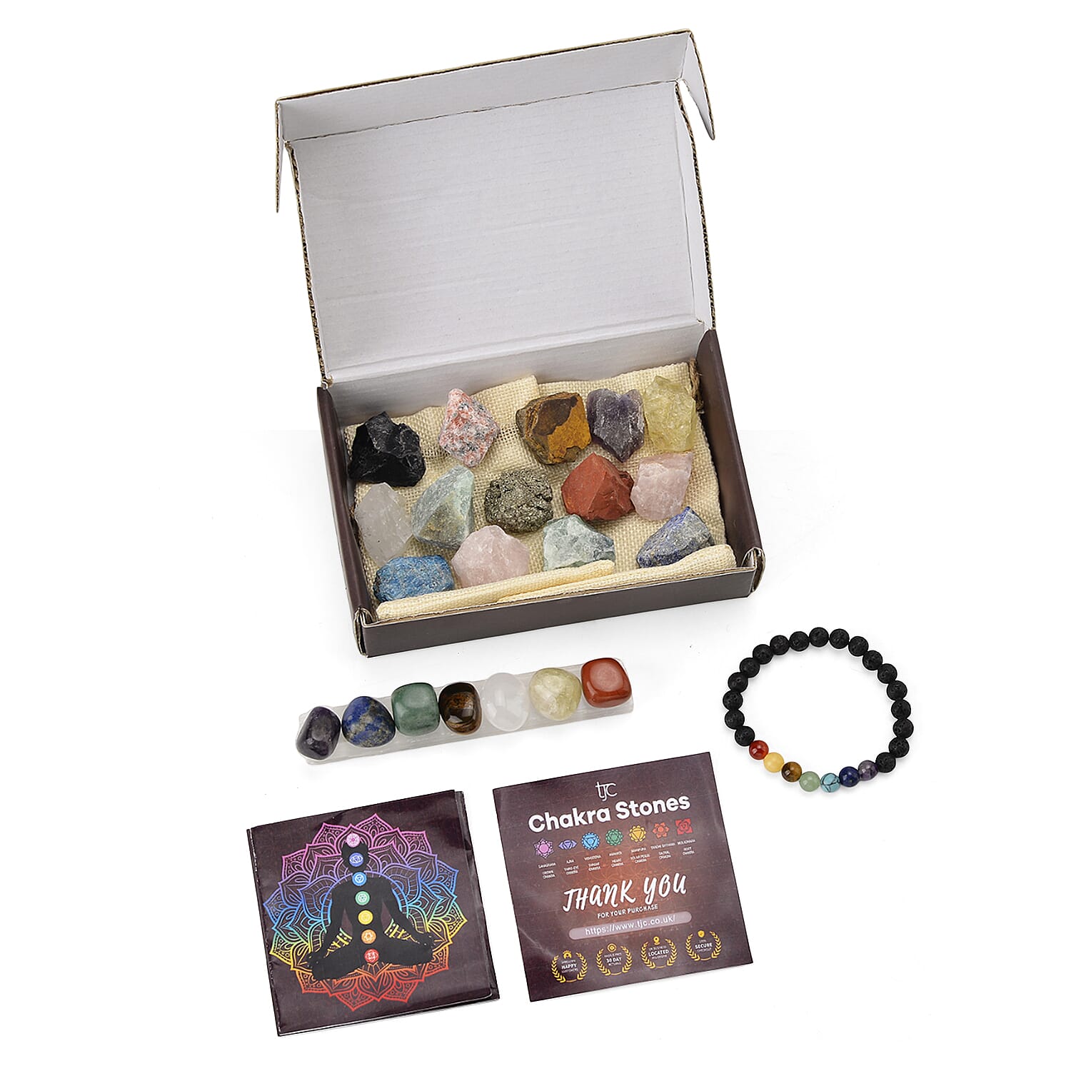 2 Piece Set - Multi Colour Gemstones & Stretchable Bracelet with Chakra Beads 401.00 Ct.