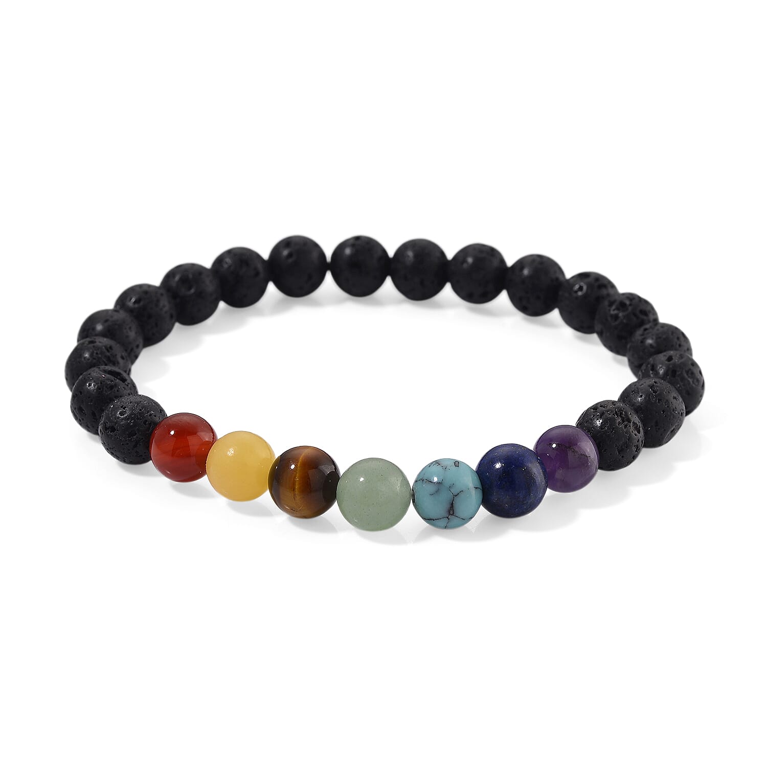 2 Piece Set - Multi Colour Gemstones & Stretchable Bracelet with Chakra Beads 401.00 Ct.