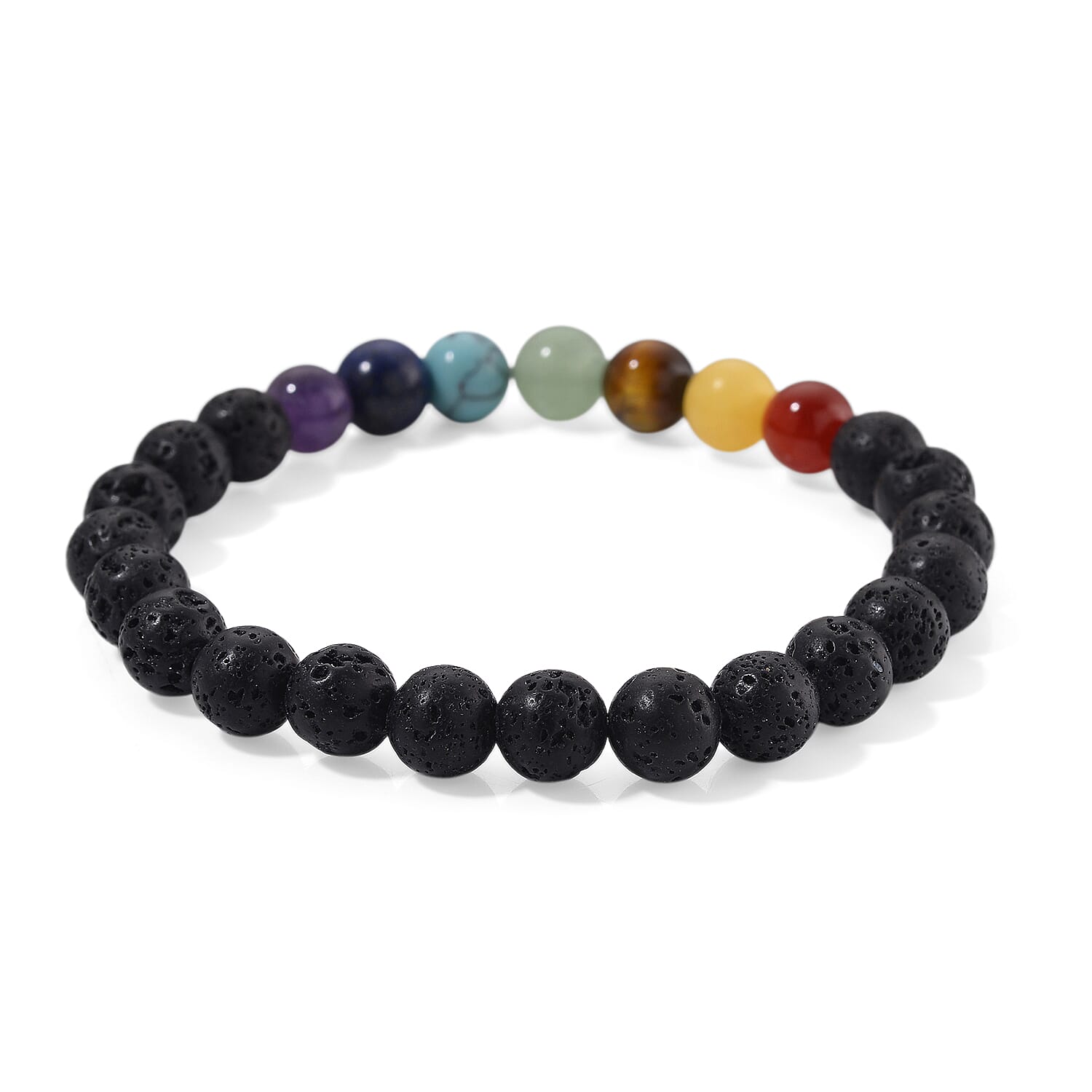 2 Piece Set - Multi Colour Gemstones & Stretchable Bracelet with Chakra Beads 401.00 Ct.
