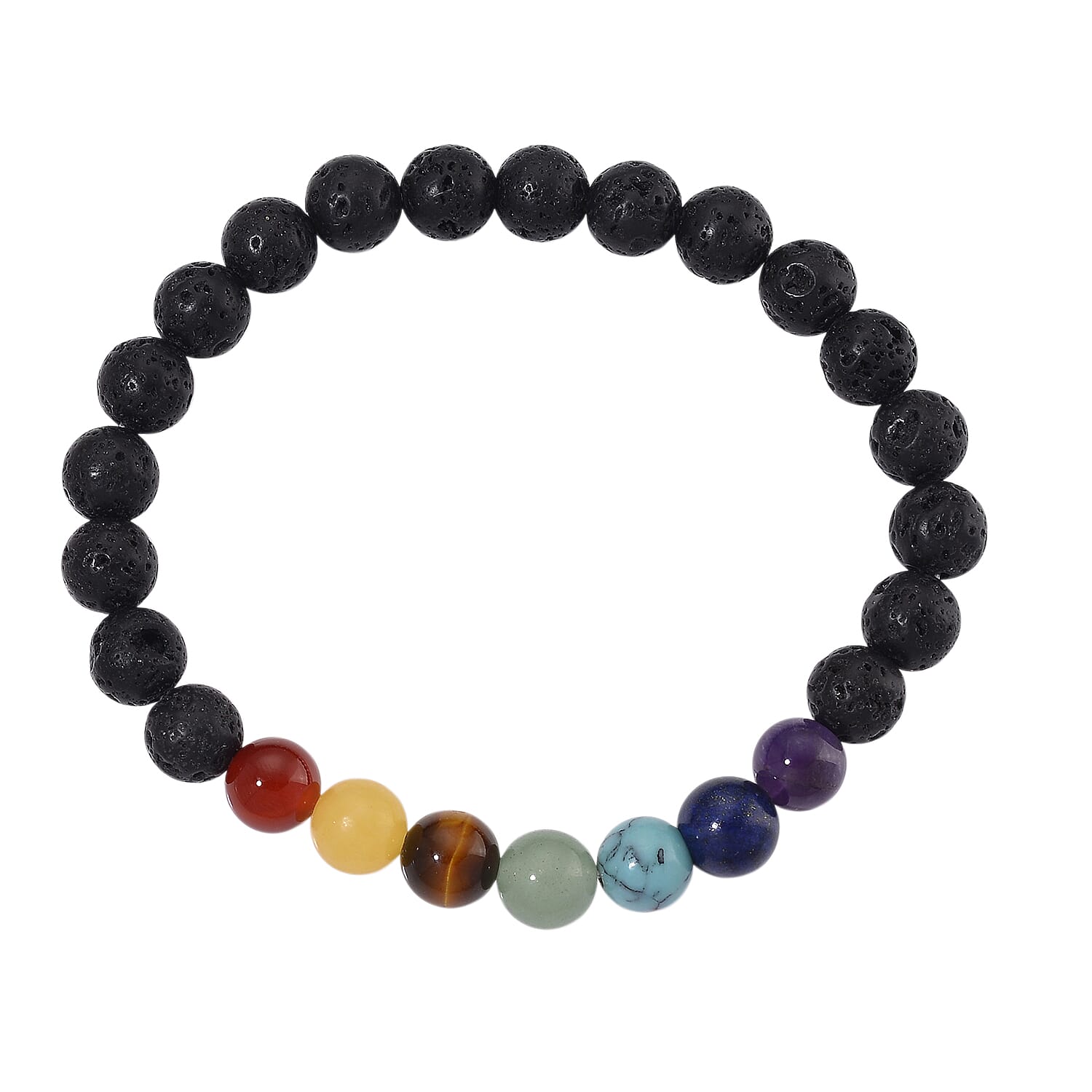 2 Piece Set - Multi Colour Gemstones & Stretchable Bracelet with Chakra Beads 401.00 Ct.
