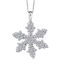 LUXURIANT 1 Ct. Lab Grown Diamond Floral Pendant with Chain in Rhodium Overlay Sterling Silver, 20 Inch