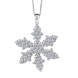 LUXURIANT 1 Ct. Lab Grown Diamond Floral Pendant with Chain in Rhodium Overlay Sterling Silver, 20 Inch